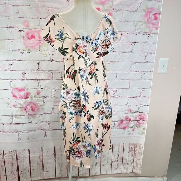 🔥5 for $25 sale🔥Boohoo Plus Off The Shoulder Floral Flounce Dress Pink Size 16 - Picture 5 of 8